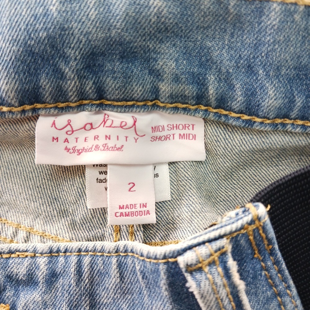 Isabel Maternity by Ingrid & Isabel Light Wash Midi Denim Shorts Size 2 NWT - Picture 4 of 15